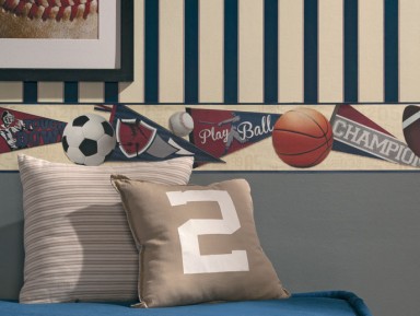 Papel pintado para habitaciones juveniles de tipo deportivo retro